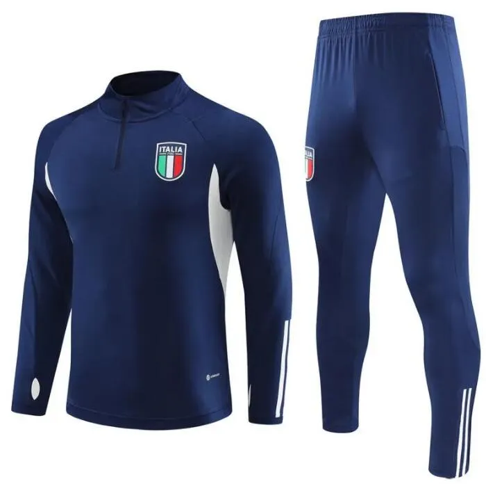 22 23 24 men Kids ITalys tracksuit survetement long half zipper jacket Training suit soccer 22/23/24 Italia football tracksuits sets Football kit uniform chandal