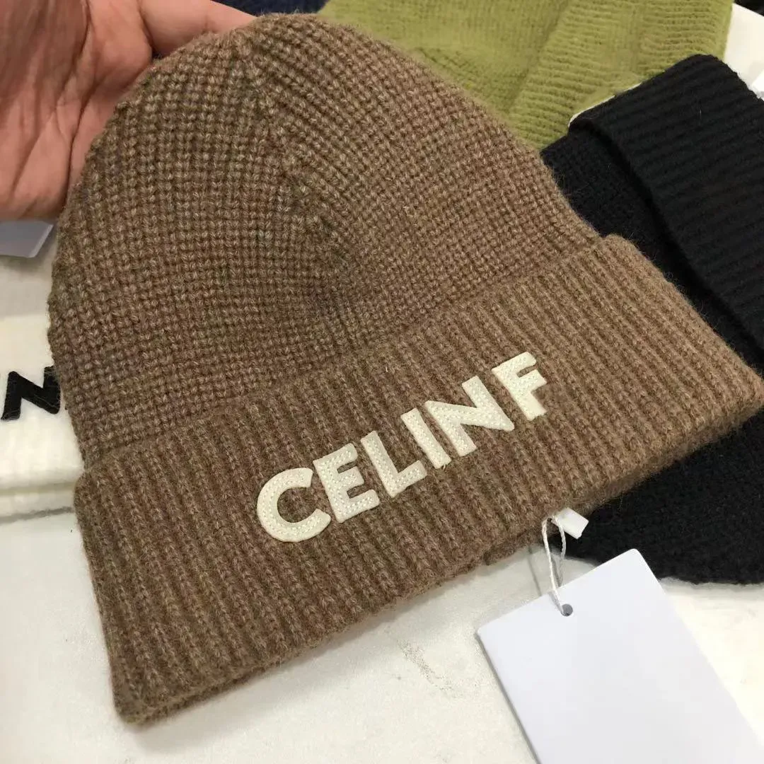 Celinf Autumn/Winter Knitte Hat Big Mander Designer Beanie/Czaszki czaszki Ułożone w kapelusz Baotou Letter Letter Wełniany kapelusz CH CH