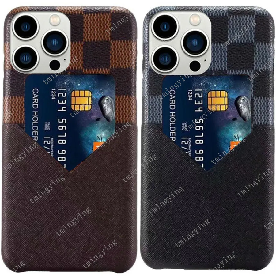 Cajas de teléfono de cuero de diseñador para iPhone 14 13 12 11 Pro Max 14Pro 13Pro 13ProMax 14ProMax Moda L Cartas Cubierta Ranura para tarjeta Estuche de bolsillo con soporte de lujo con caja