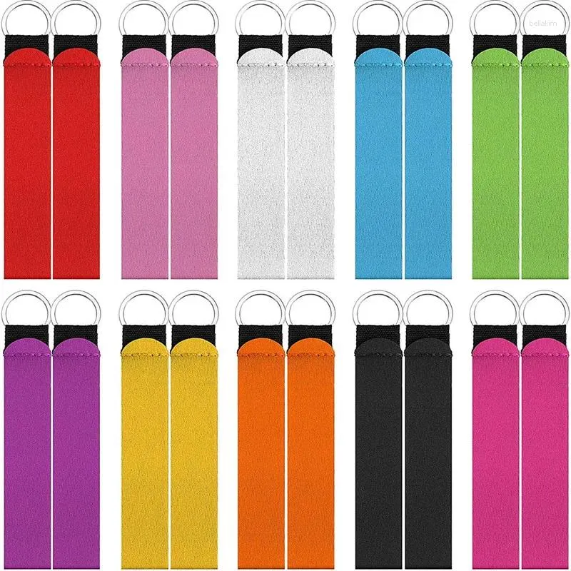 Keychains 20Pieces Neoprene Wristlet Keychain Lanyard Hand Wrist Strap For Women