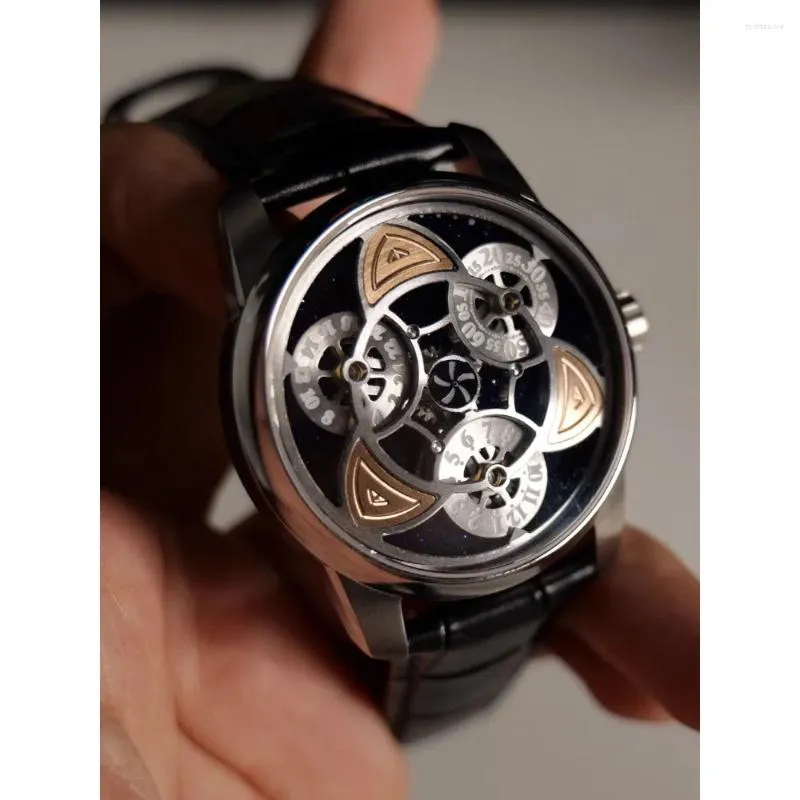 Orologi da polso Tourbillon Orologio da polso Micro rotore Quadrante personale retrò Specchio zaffiro impermeabile meccanico per uomo