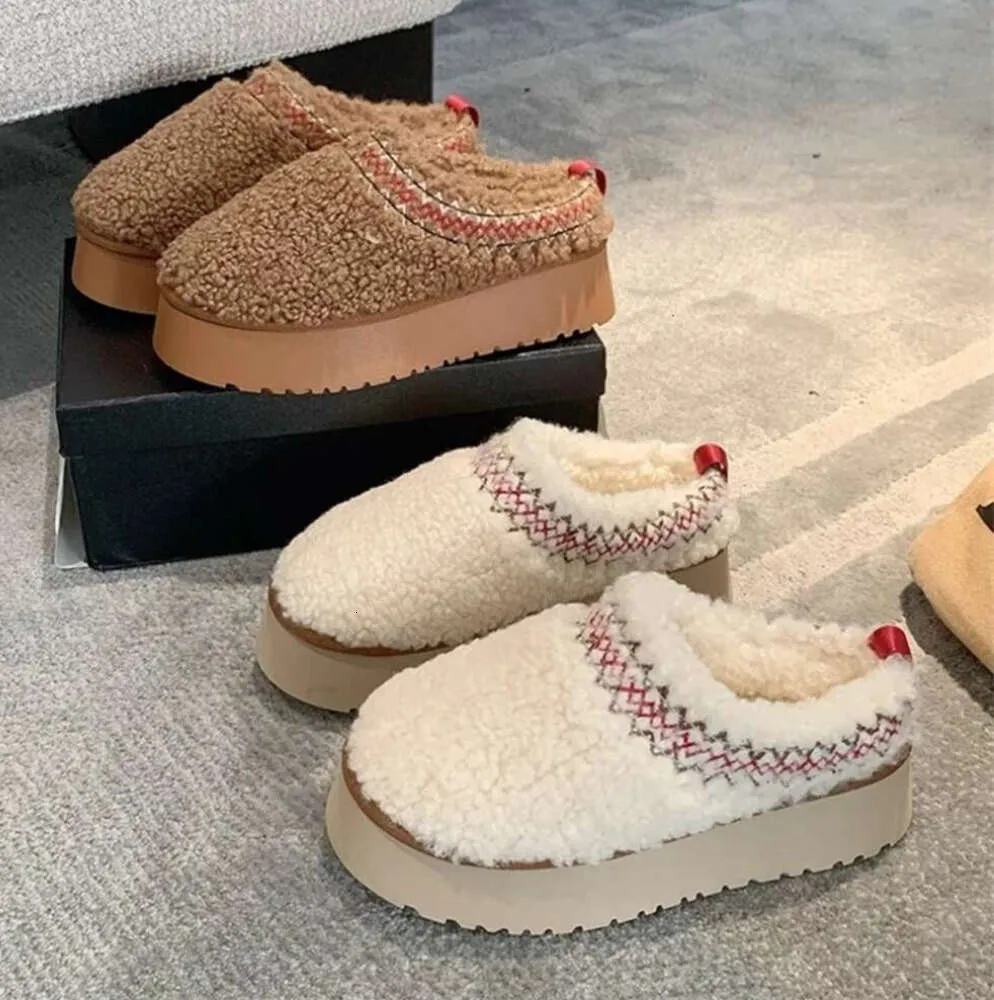 Sherpa Fleece Uglis Slipper Fluffy Tazz Braid Muffs Miele Lie Tasman Slippers Chestnut Whit Wool Fur Slides Women Ultra Mini Platform