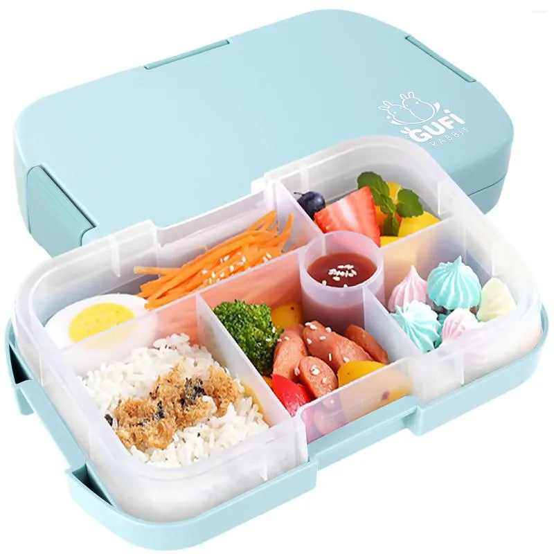 Geschirr-Sets Kinder-Lunchbox mit 6 Fächern BPA-freie Bento-Aufbewahrung Auslaufsicherer geteilter Behälter für die Mikrowelle