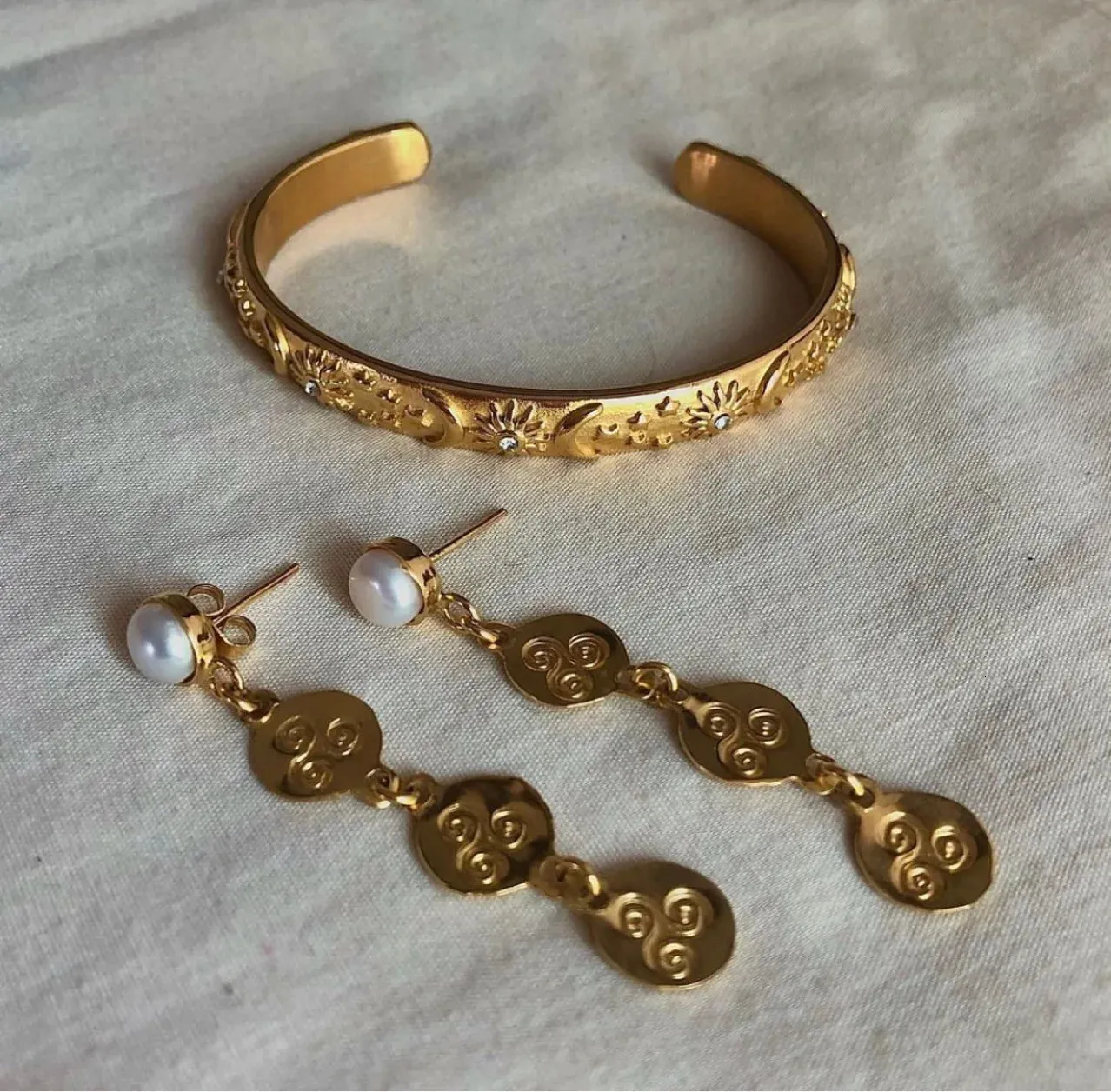 18K Gold Stainless Steel Zircon Bracelet Vintage Aesthetic