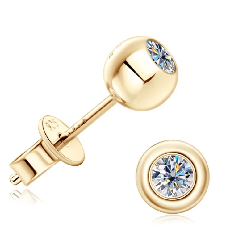 Cute Earrings Passed Test D Color VVS Moissanite Bubble Earrings Studs 925 Silver Gold Plated Bling Studs Earrings for Men Women