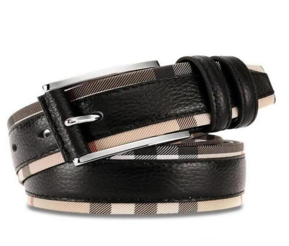 New Luxury Genuine Leather Belt for Men and Women Fashion Pin Buckle Plaid Belt High Quality Cowhide Designer Belts58571586070239