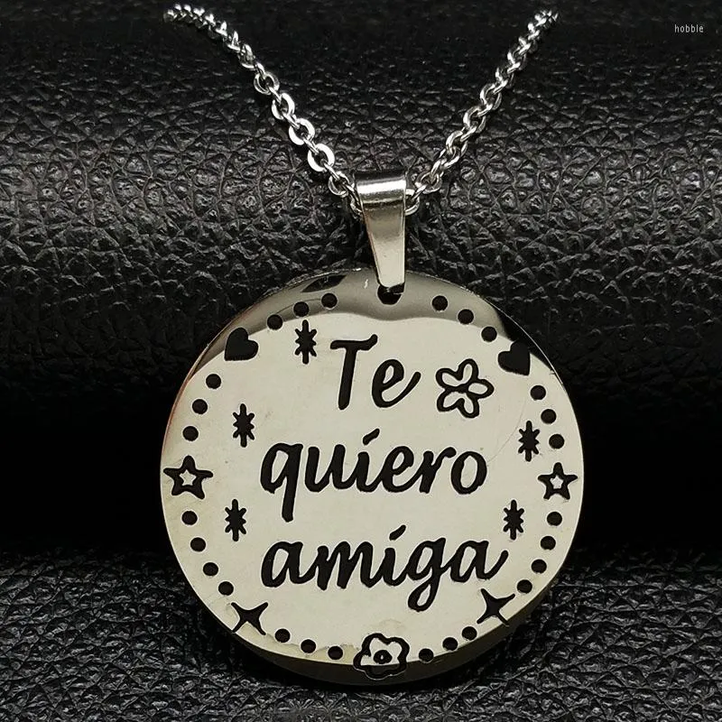 Pendentif Colliers TE QUIERO AMIGA Collier En Acier Inoxydable Pour Femmes Ami Chaîne Bijoux Joyeria De Acero Inoxydable N817S07