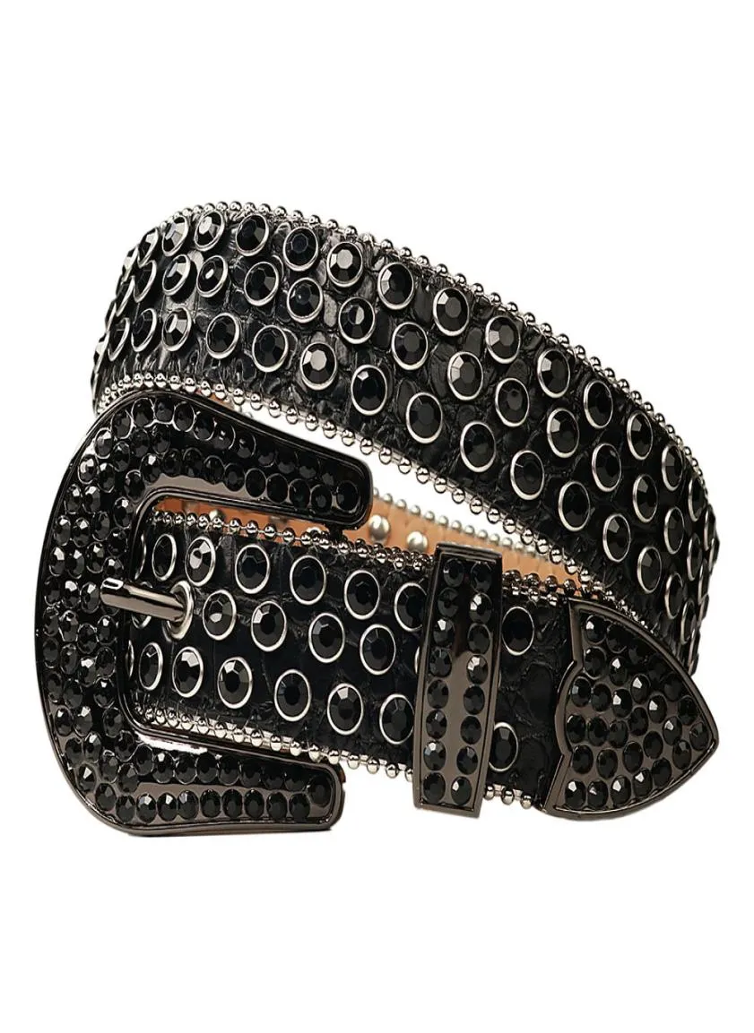 Vintage Western Rhinestones Pas Wyjmowany klamra kowbojska kowbojska bling skórzany kryształowy pasek dla kobiet Men1480275