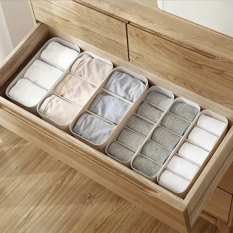 Clothing Wardrobe Storage Plastic Underwear Storage Box Drawer Closet Boxes for Underwear Scarves Socks Panties Stackable R231102