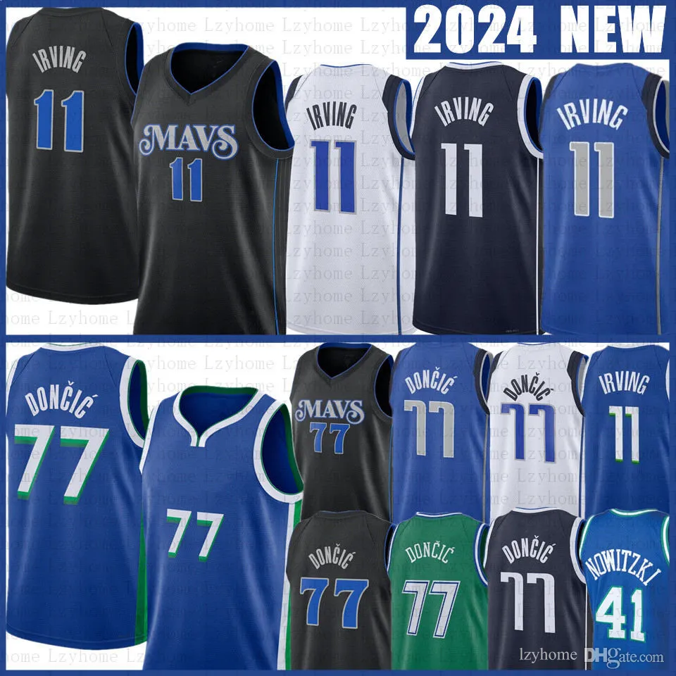 Luka Doncic Kyrie Irving Basketball Jerseys Dirk Nowitzki Maverick City 77 11 Blue Black Edition Green Jersey 2023 2024