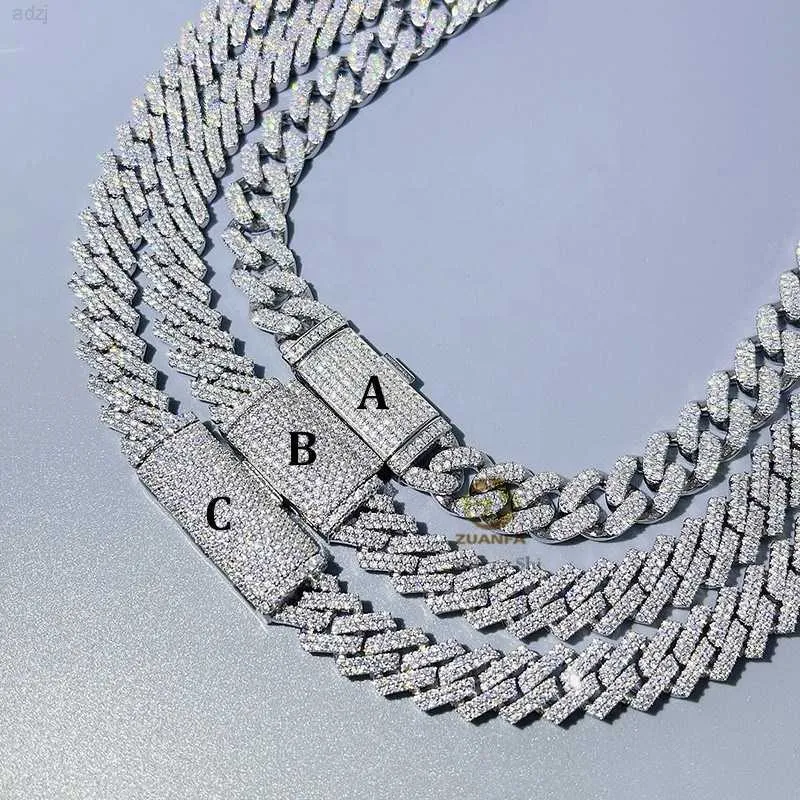 Custom Name Lock Vvs Moissanite 10mm 2 Link Choker Necklace Cuban Necklace Womens