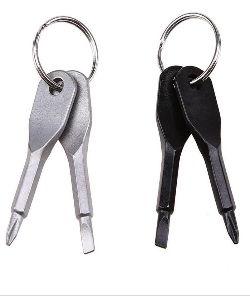 Skruvmejslar Keychain Outdoor Pocket 2 Färger Mini Skruvmejsel Set nyckelring med slitsade Phillips Handnyckelhängen8748253