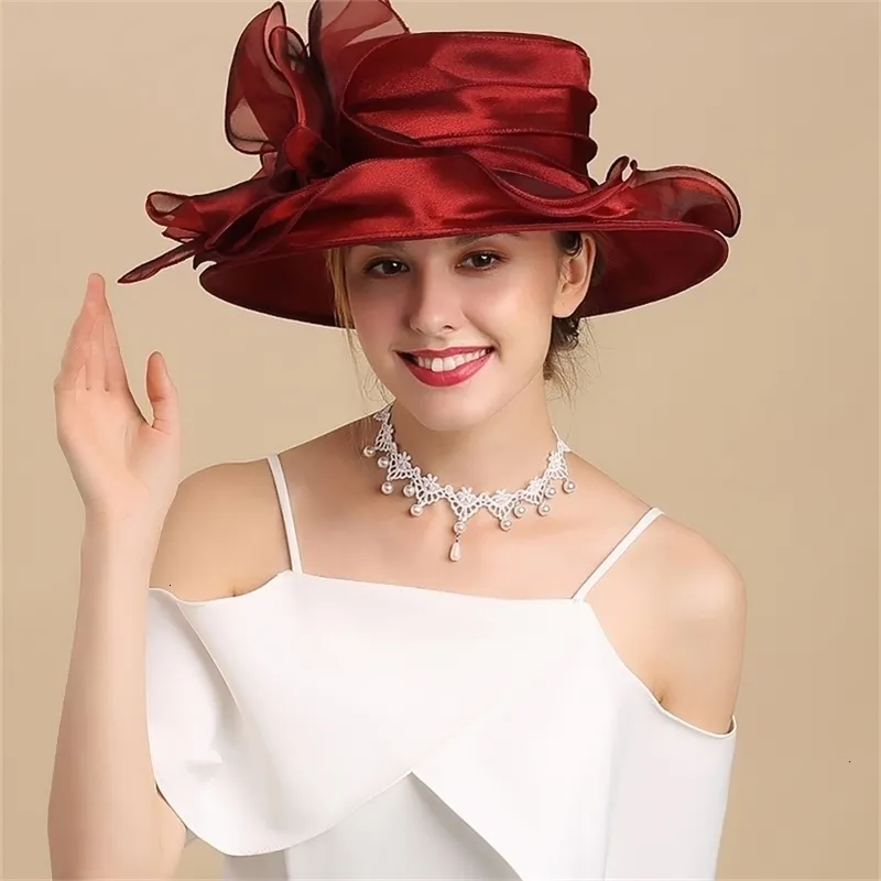 قبعات واسعة الحافة دلو السيدات السحرات millinery القبعة كنيسة فيدورا نساء الصيف شاطئ قابلة للطي قبعة الشمس 55 58 سم 231101