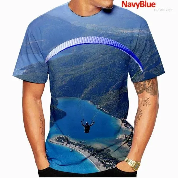 Herren T-Shirts Männer Paragliders Flug Kurzarm Sommer Tops T-Shirt