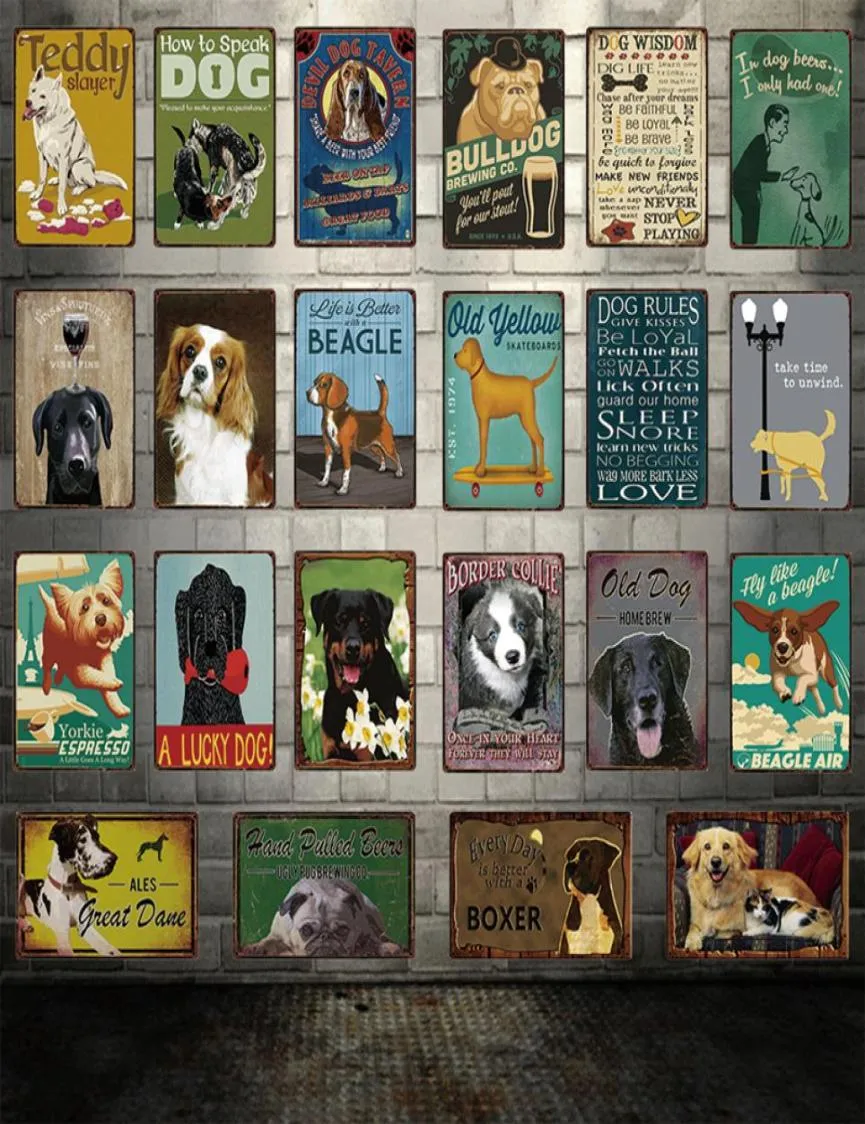 2021 Dog Rules Funny Designed Bulldog Beagle Great Dane Metal Sign Tin Poster Home Decor Living room Store Bar Wall Art Painting 28807718