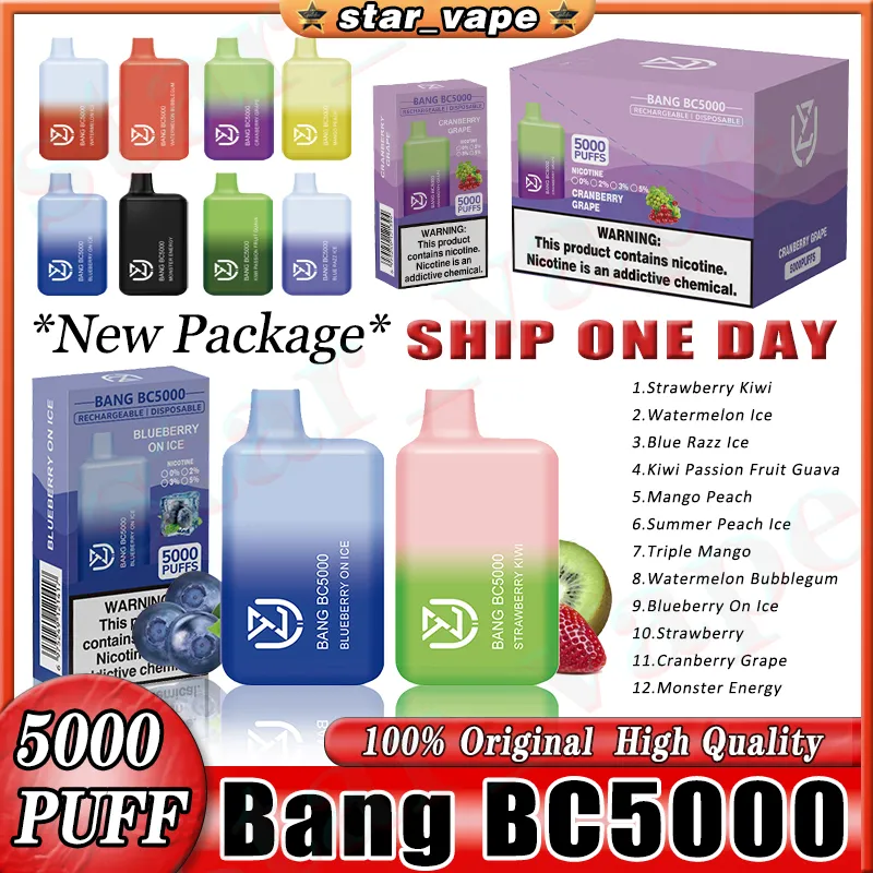 オリジナルのUzy Bang Vape Puff 5000使い捨てメッシュコイル12フレーバーEタバコキット5000パフ