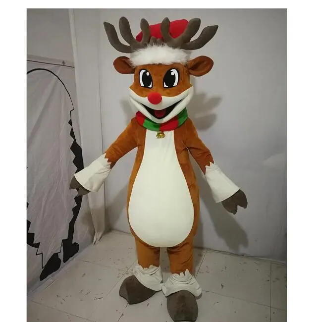 2024 Halloween rendier mascotte kostuum hoogwaardige aanpassing cartoon dieren pluche anime thema karakter volwassen maat kerst carnaval fancy jurk