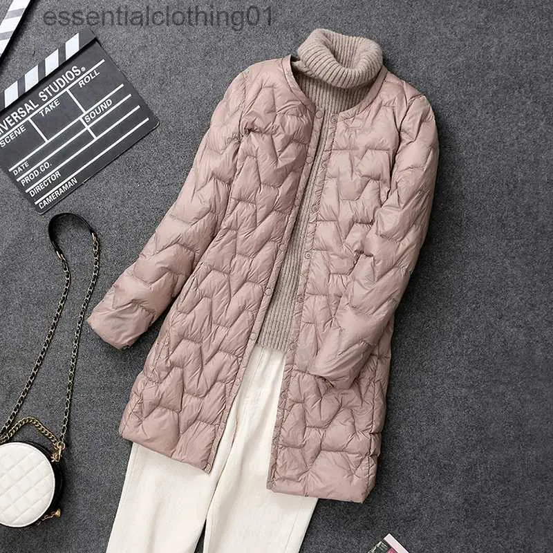 Women's Down Parkas Autumn Winter Fe Ultra Light Down Jacket Slim Solid Slim Coat Women 90% White Duck Long Down Jacket Windproect Warm Outerwear L231102