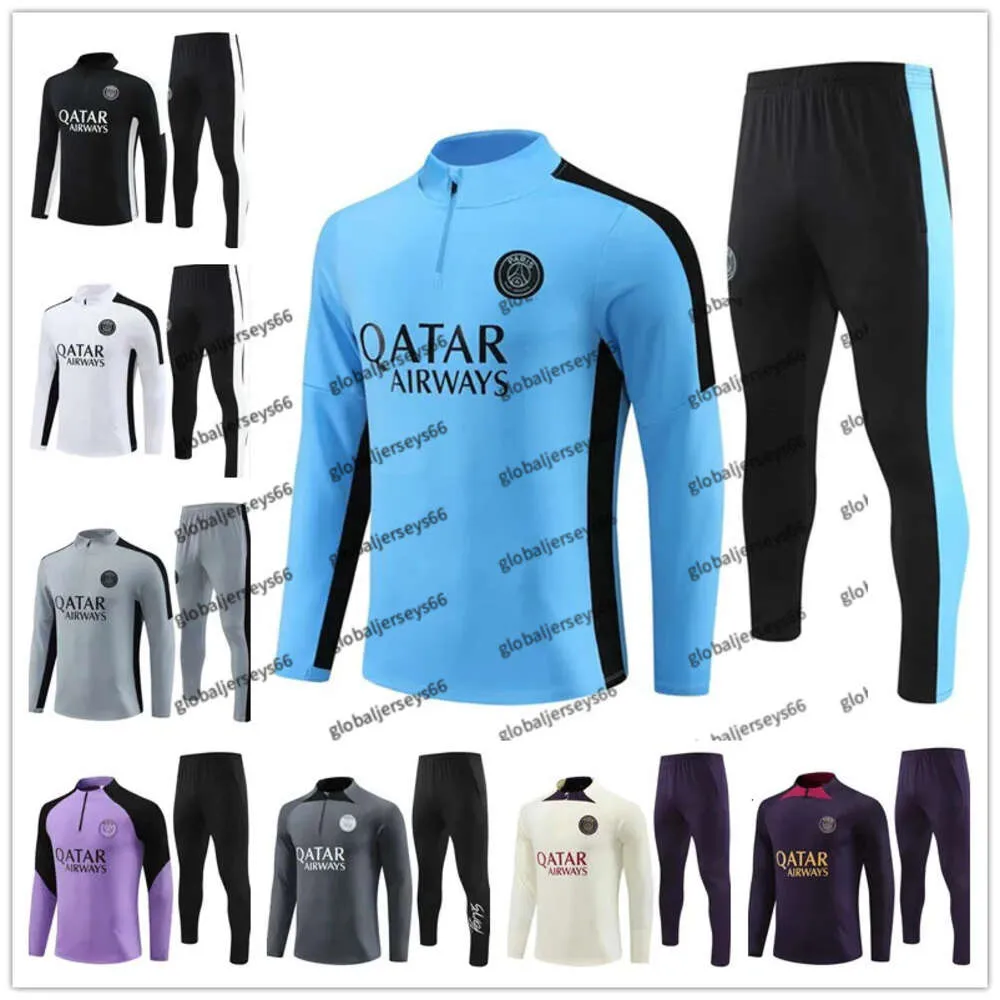 New_2023 S Kids 10-2Xl Soccer Tracksuit MBAPPE Jacket Futbol Men Long Sleeves Survetement Sets Hommes Sportswear Adult Training Suits