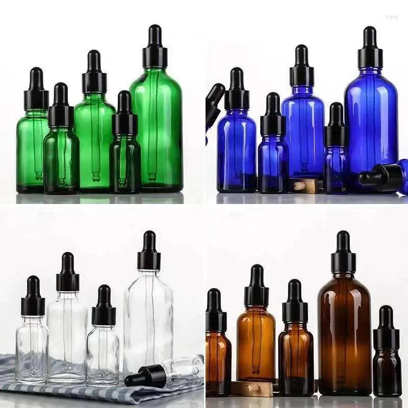 Storage Bottles 10Pcs 5ml-50ml Empty Amber Glass Dropper Bottle Pipette Portable Refillable For Reagent Essential Oil Liquid