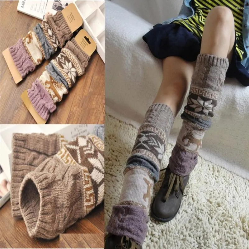 Damensocken 1 Paar Winter Overknee Lange Strickhülle Warme Gestreifte Oberschenkel Stulpen Weihnachtsbedarf Großhandel