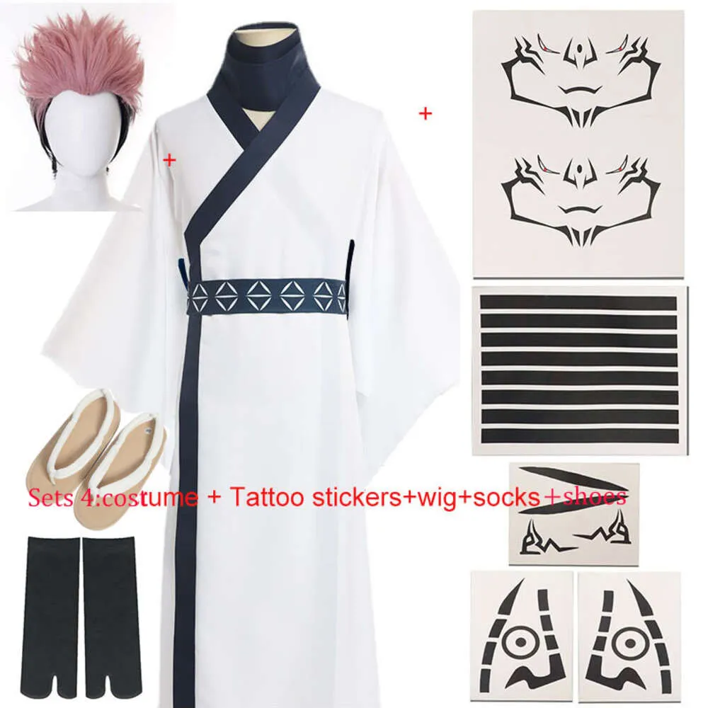 Jujutsu Kaisen Ryomen Sukuna Cosplay Costume Wig Tattoo Japanese Kimono ...