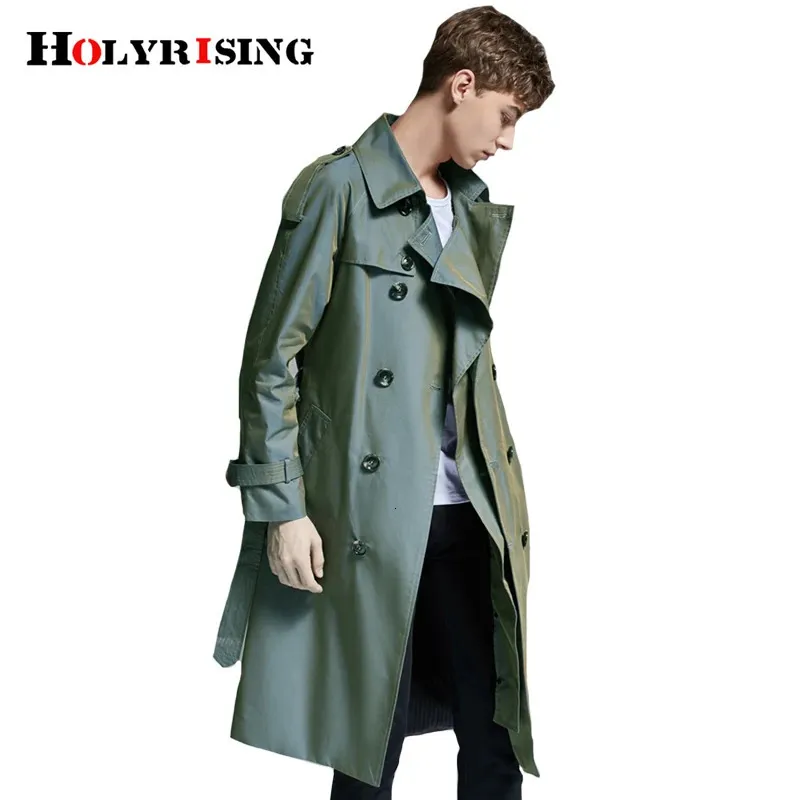 Erkek yünü karışıyor Holyrising hombre trençkot renk değişikliği dönüşü yaka vintage uzun rüzgarlık cepleri erkek rüzgar geçirmez palto s-6xl 18965-5 231101