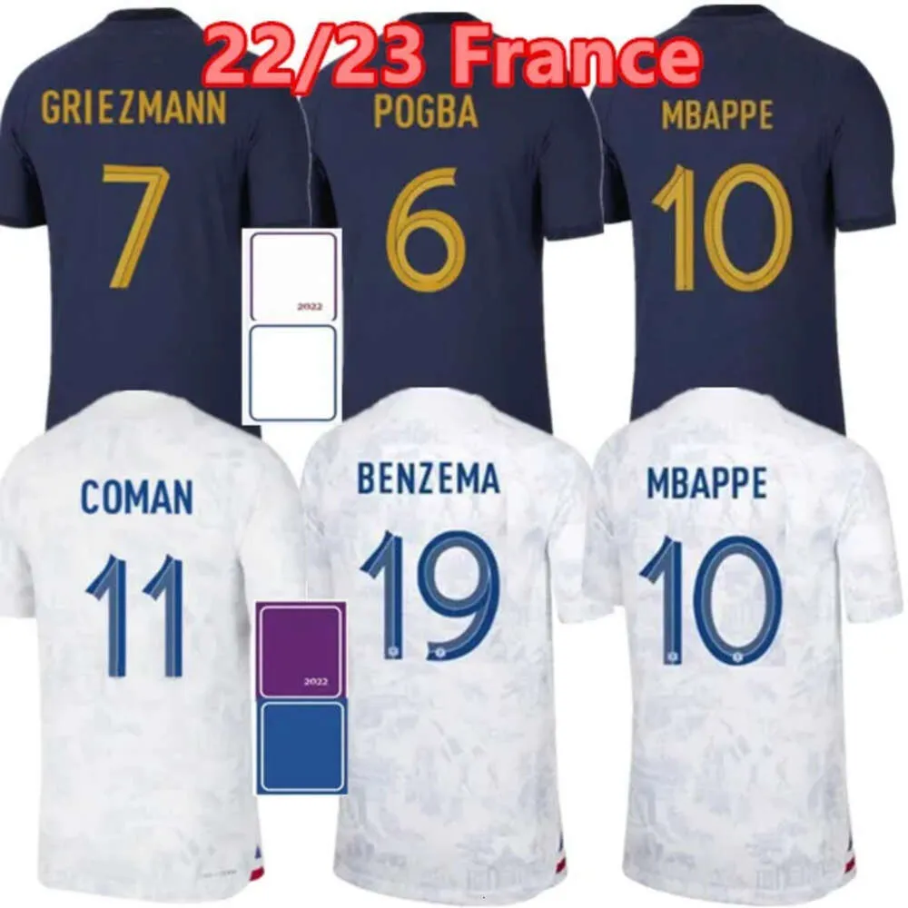 QQQ8 2022-2023 Benzema Mbappe Soccer Jerseys Wersja gracza Griezmann Pogba 22/33 French Coupe Du Monde Fan fanów Francia Giroud