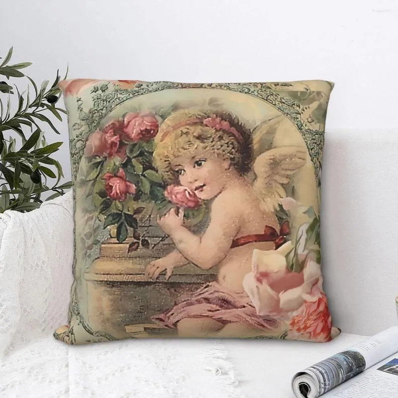 Sutera Pillow Amazon Victorian Angel Print And Pink Roses Polyester Cover For Livingroom Car