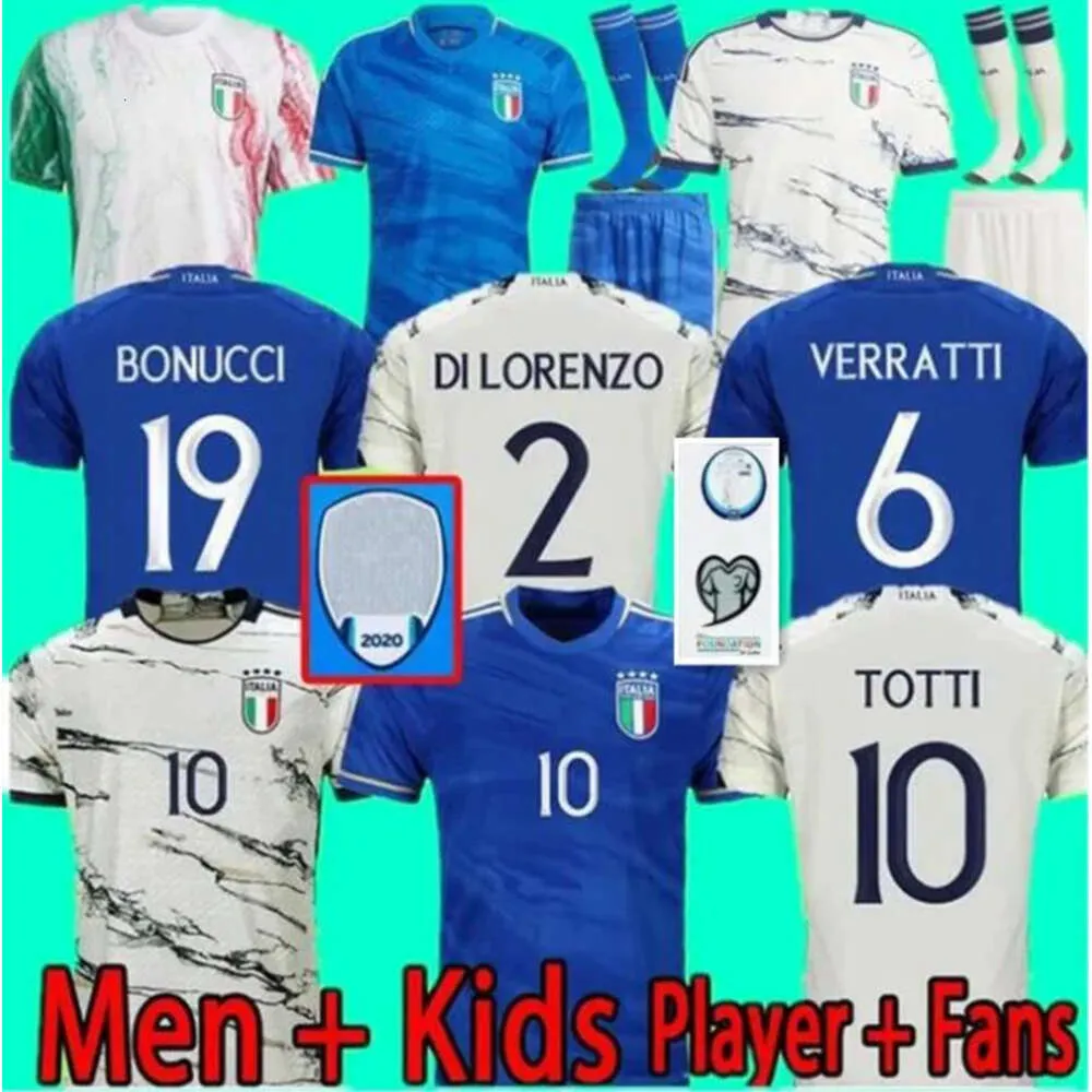 QQQ8 2023 2024 Bonucci Soccer Jerseys 23 24 Jorginho Insigne Verratti Men Kids Kit Chiesa Barella Finals Chiellini Pellegrini
