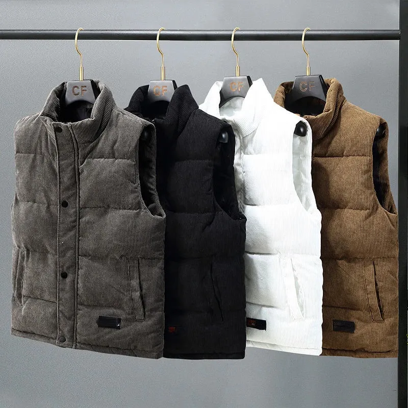 Gilet da uomo Gilet Giacca da uomo Autunno Inverno Colletto alla coreana Caldo senza maniche per il tempo libero Gilet imbottito in cotone Cappotto caldo di velluto a coste addensato 231101