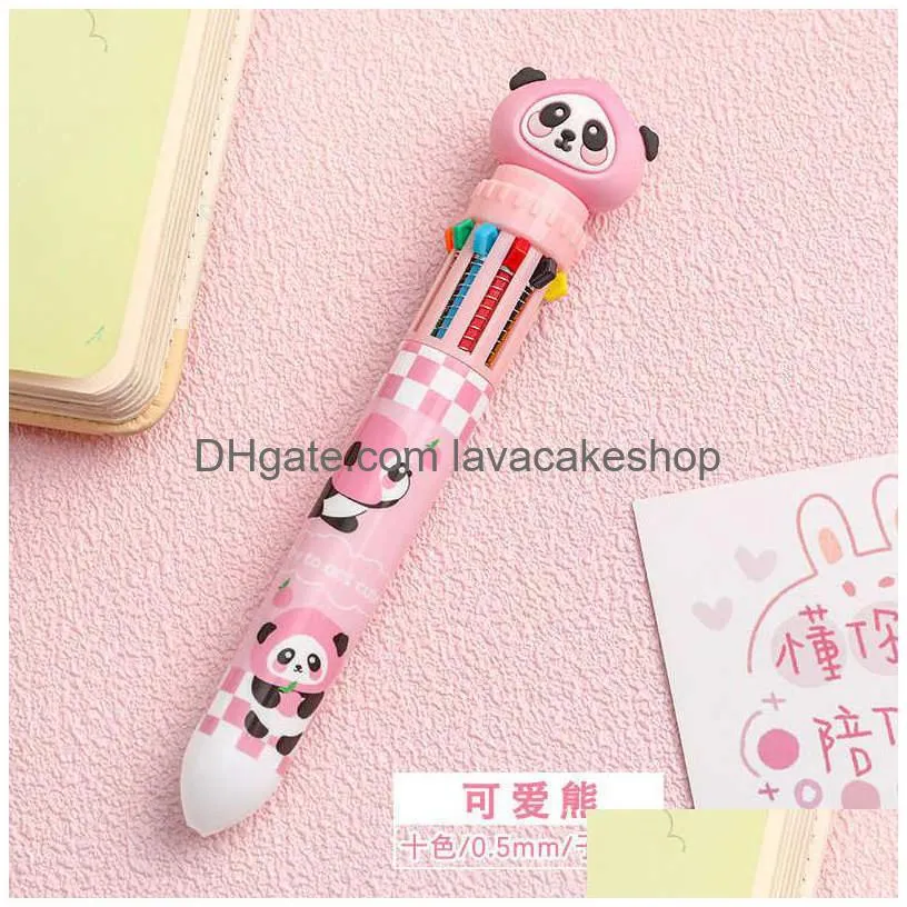 Altre penne all'ingrosso Lats Cute Peach Dundun Bear Dieci colori Penna a sfera Scuola Forniture per ufficio Studente Regalo Cancelleria Kawaii Drop De Dh6Df