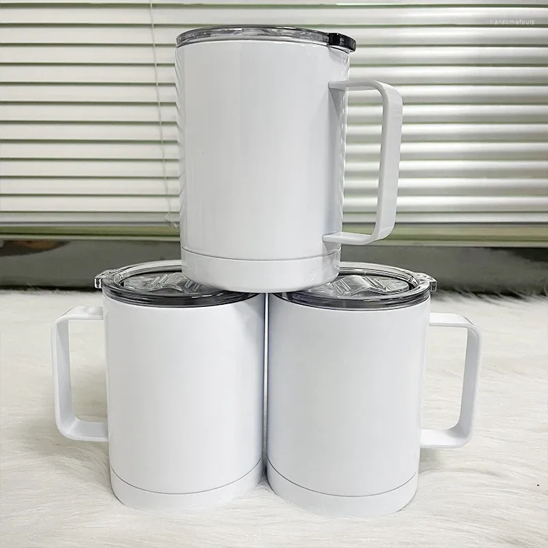 Tumblers 12oz sublimering Vita tomma kaffemuggar med handtag mjölk kopp bil rostfritt stål personaliserad för bröllopspresent