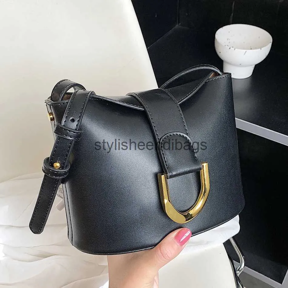 Sacos de ombro Fasion Pequeno PU Leater Bucket Bag Adequado para Marcas de Designer Feminino Soulder Crossbody Bag 2023 Trend Stylisheendibags