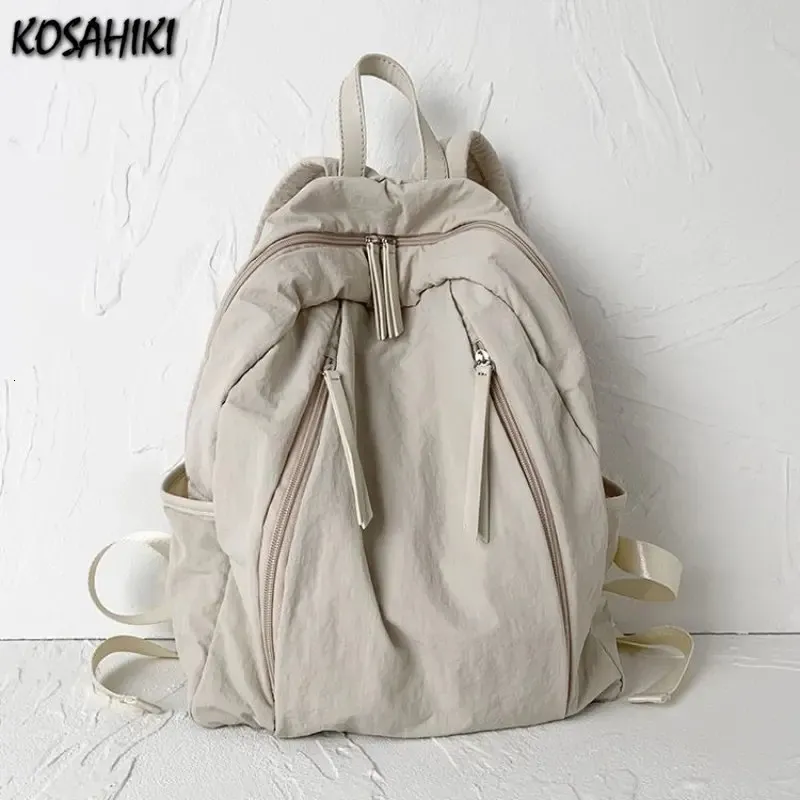 Sacs d'école Japonais Coréen Vintage Solide Simple Cartable Femmes Étudiants Tout Match Sacs À Main Occasionnels Streetwear Grunge Sac À Dos Y2k Esthétique 231101