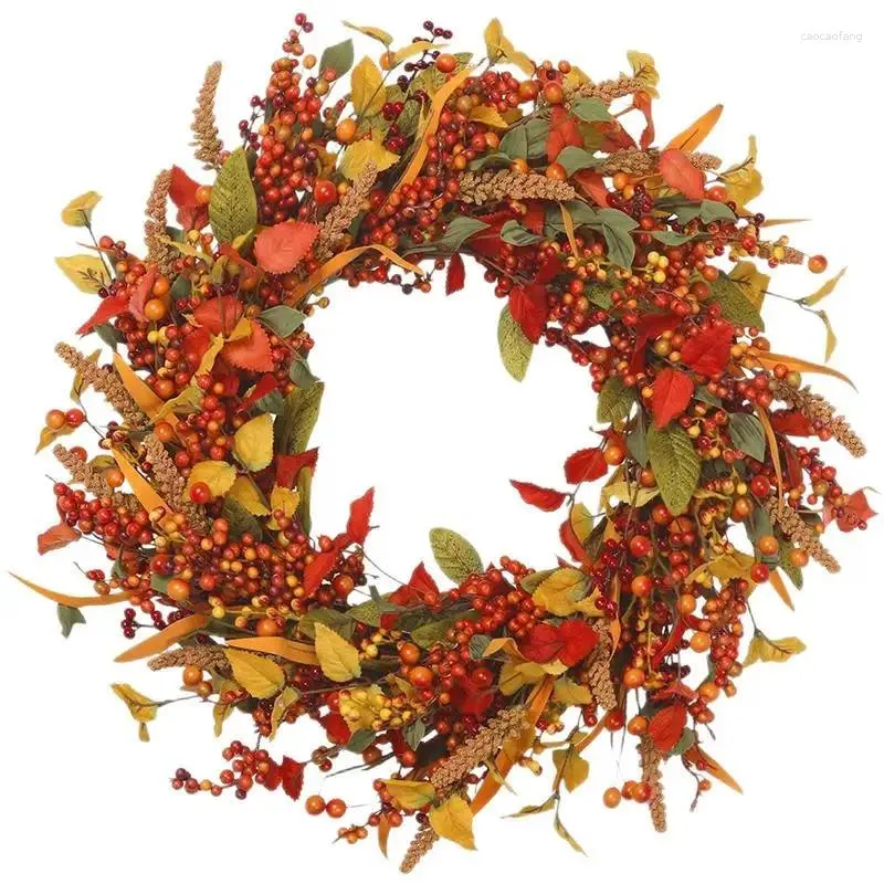 Dekorativa blommor Fall Berry Wreath Harvest Höstdörr Jul Halloween Decoration Garland för väggfönster Hushållens dekorationer