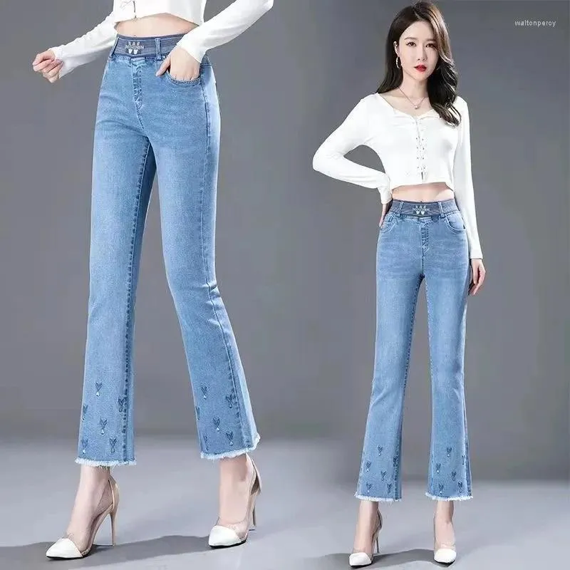 Vintage Embroidered Womens Denim Ladies Jeans Pant Elastic Waist, Slim Fit,  Ankle Length Perfect For Spring/Summer 2023 From Waltonpercy, $16.64