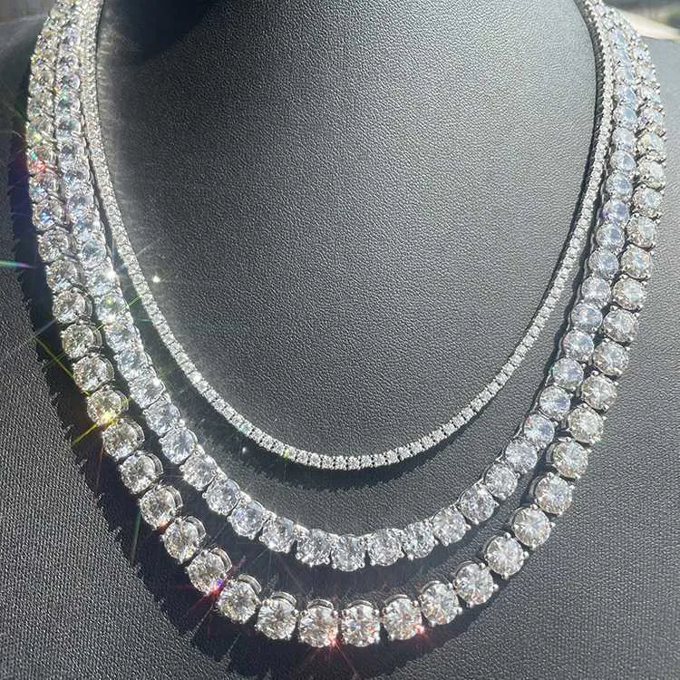 Jóias 925 lascas com 3mm 4mm 5mm 6,5 mm Moissanite de fogo livre/tênis cz pulseiras de diamante/colar de tênis Chain de tênis