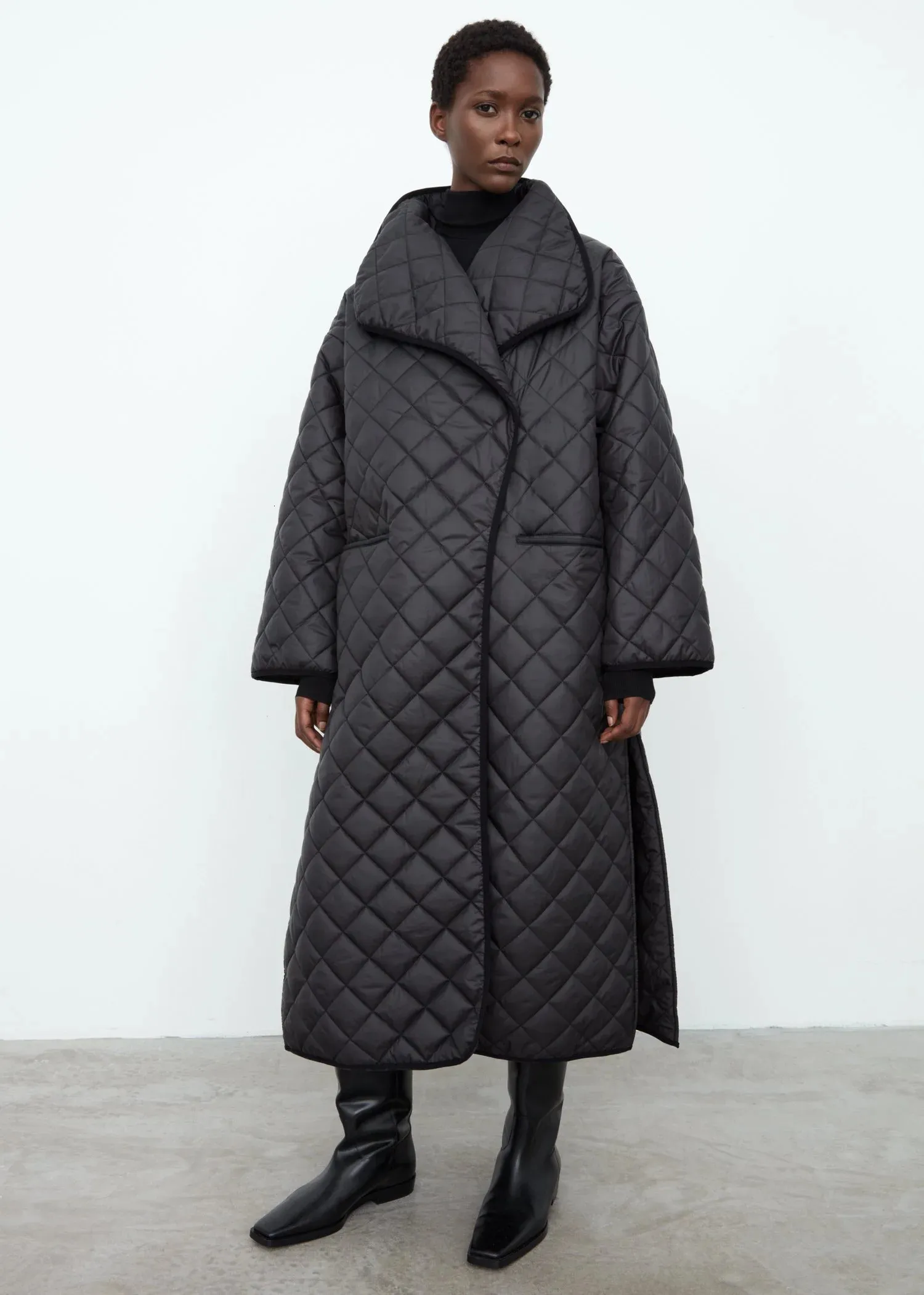 Trenchs femme Totem* manteau polyester Cardigan X-long série ANNEC* col rabattu manteau femme argyle 231101