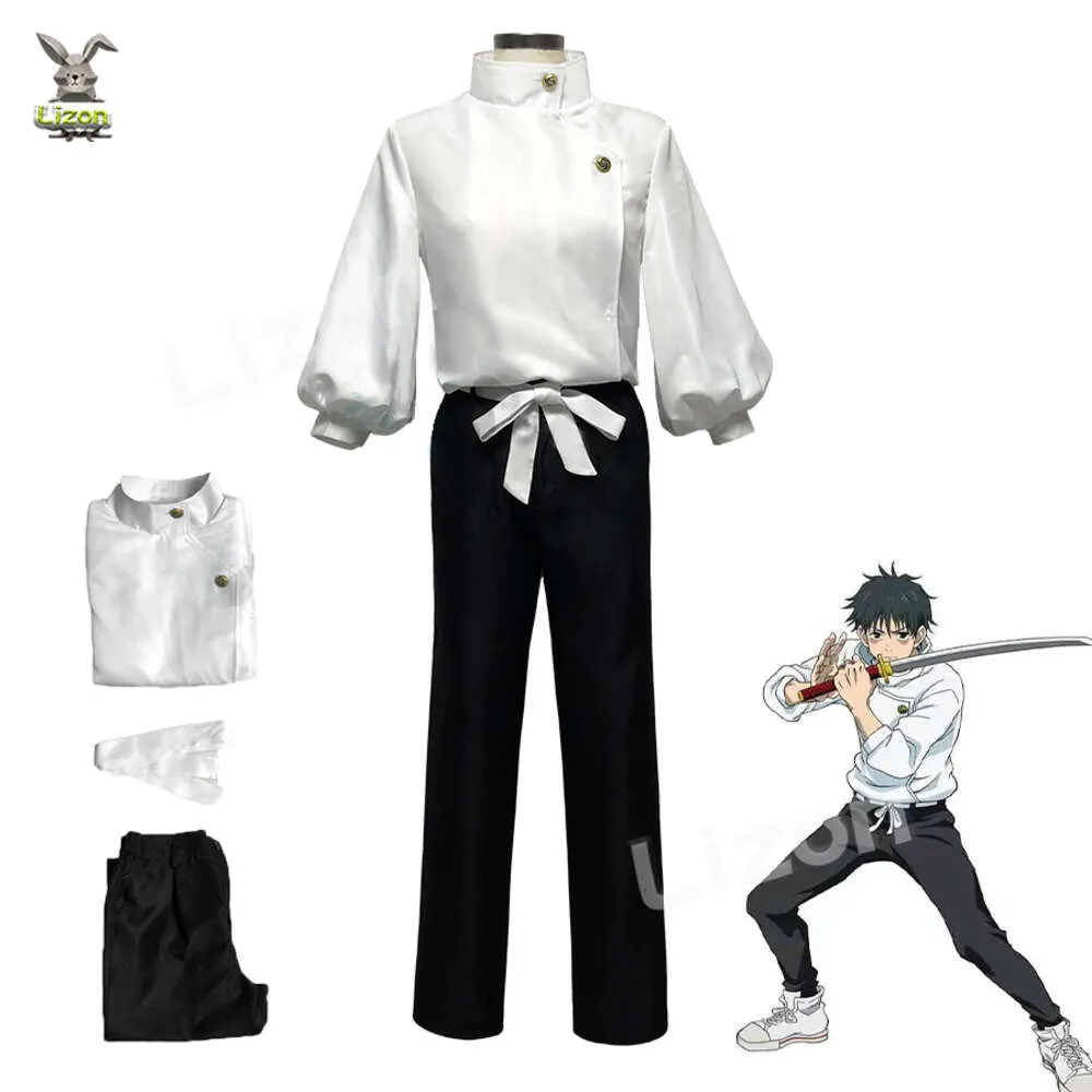 Perruque de Costume de Cosplay Anime Jujutsu Kaisen Yuta Okkotsu pour hommes et femmes, uniformes de fête d'halloween, hauts pantalons + ceinture de cosplay
