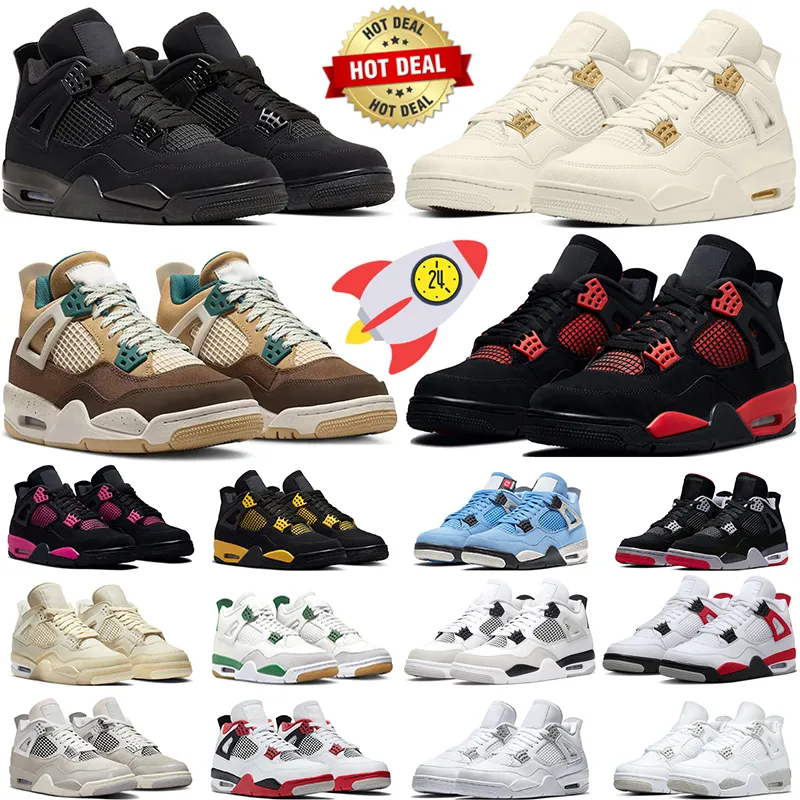 Jumpman 4 chaussures de basket-ball hommes femmes 4s Black Cat Red Cement Military Black olive Metaillic Sail Red Thunder Fire Red baskets baskets pour hommes