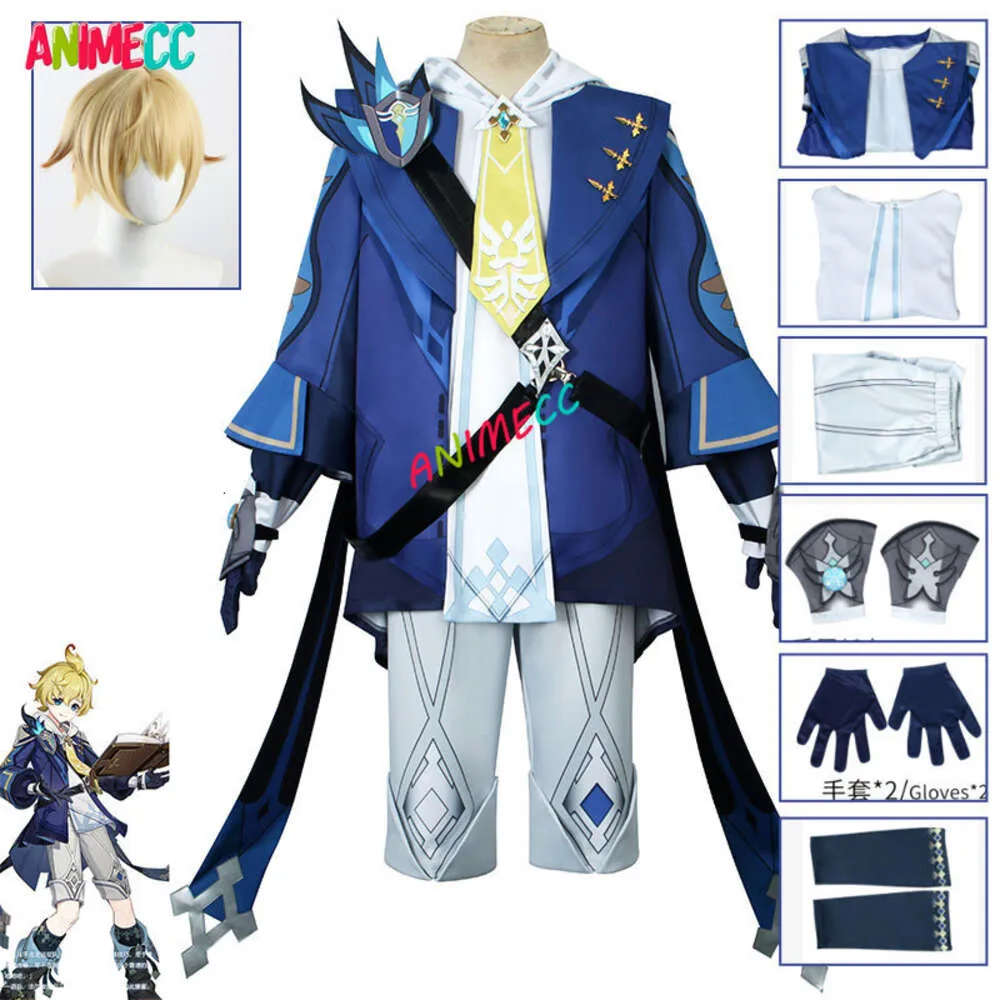 Parrucca del costume cosplay di Mika Genshin Impact Gioco anime Gioco di ruolo Vestito Festa di carnevale di Halloween per uomo Donna cosplay