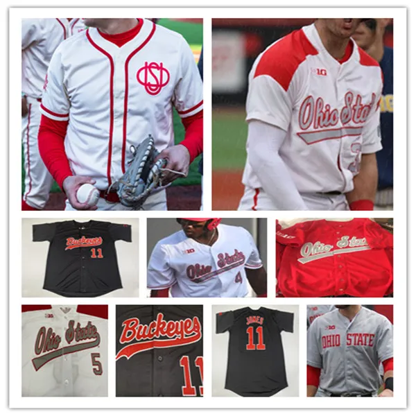 NCAA Ohio State Buckeyes Osu College Baseball Jersey Matthew Graveline Cole Andrews Kade Kern Nick Erwin Tyler Pettorini Marcus Ernst Henry Kaczmar Mitchell Okuley