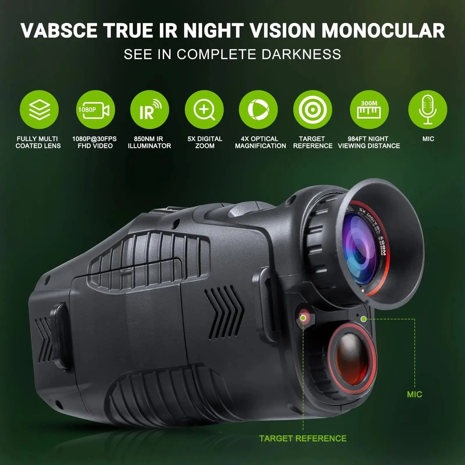 Lunette de vision nocturne monoculaire avec enregistrement vidéo  & photo HD