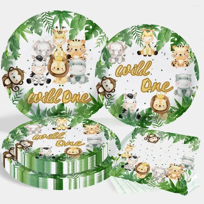 Decorazioni per feste Wild One Compleanno Decorazioni Kids Jungle Safari Animali Decorazioni a tema Baby Shower Boy 1st Suppiles per la tavola