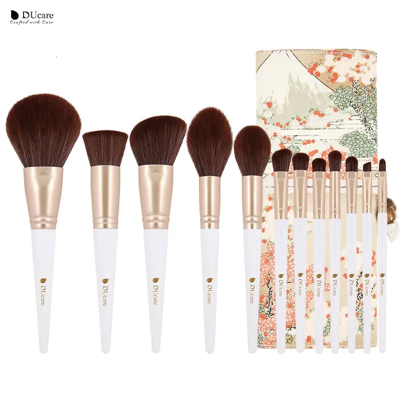 Pinceaux de maquillage DUcare 12 pièces professionnel poudre fond de teint fard à paupières surligneur beauté maquillage brosse ensemble sourcil Blush brosse outil cosmétique 231102