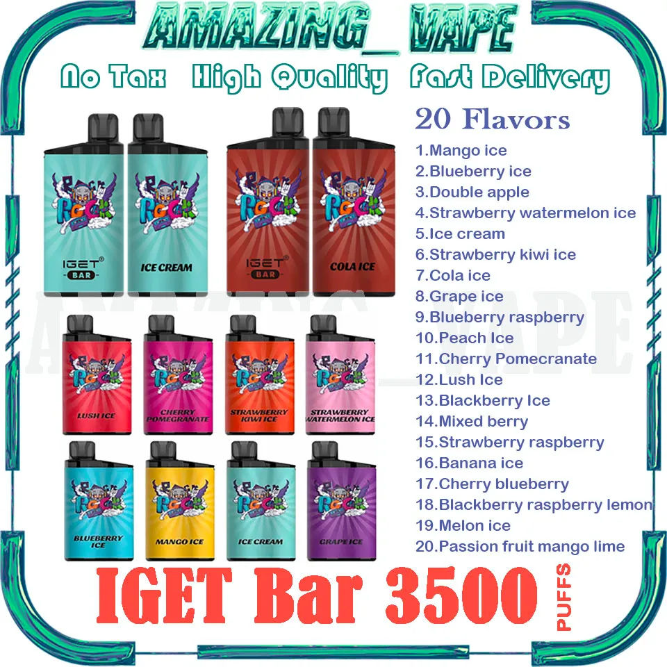 Kit dispositivo pod usa e getta originale IGET BAR 3500 E 3500 soffi 12 ml cartuccia preriempita batteria Vape Stick Pen