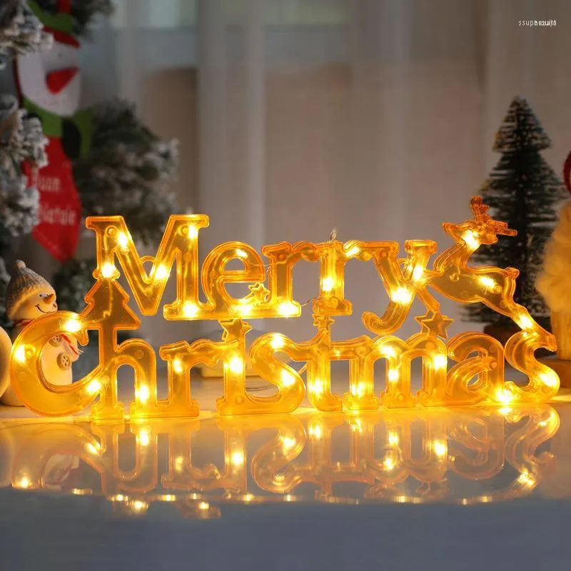 Christmas Decorations Merry Light String Fairy Garland Decoration LED Letter Tag Home Year Xmas Gift