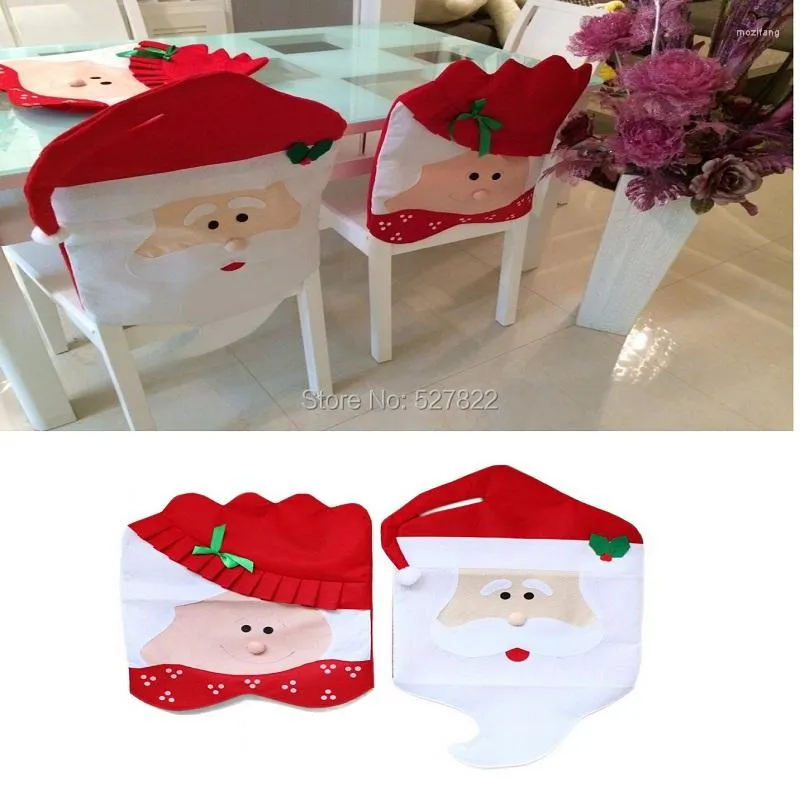 Decorazioni natalizie 1 paio (2 pezzi) Bella Mr Mrs Babbo Natale Sala da pranzo Fodere per sedie Decorazione per feste domestiche