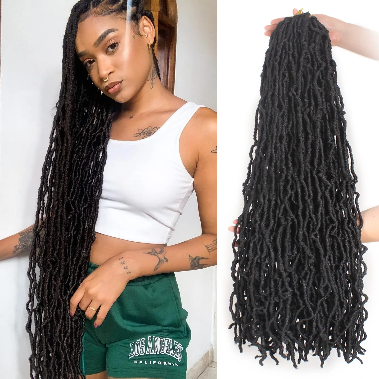 Ombre novo cotonete de crochê de crochê de crochê Sinética de crochê ondulada Locs mole de dreadlocks Braiding Hair Extension